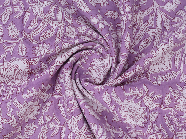 Floral Printed Design Purple Cotton Double Bedspread