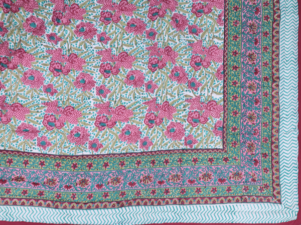 Floral Printed Design White Cotton Single Size Quilt