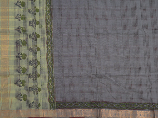 Floral Printed Moss Green Mangalagiri Cotton Salwar Material