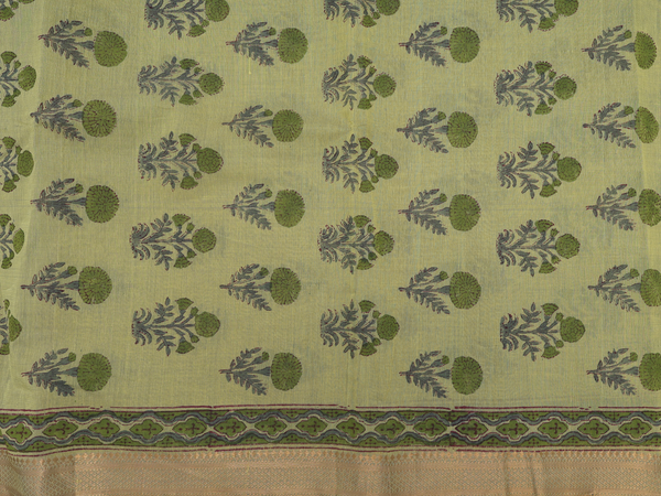 Floral Printed Moss Green Mangalagiri Cotton Salwar Material