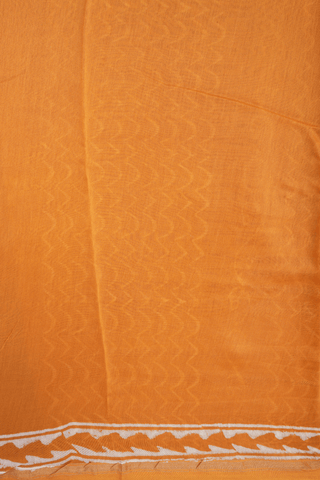 Floral Printed Motifs Honey Orange Chanderi Cotton Saree
