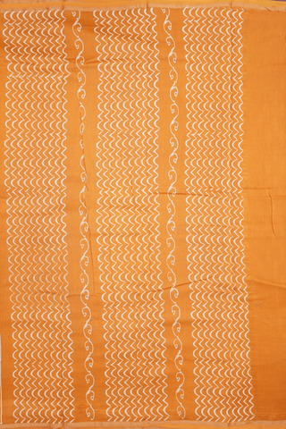 Floral Printed Motifs Honey Orange Chanderi Cotton Saree