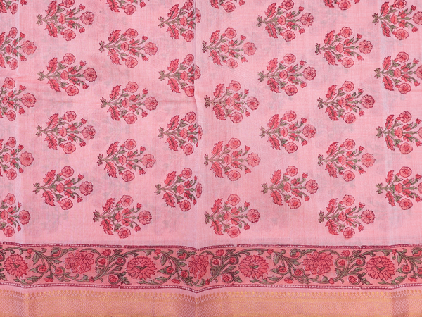 Floral Printed Orange Mangalagiri Cotton Salwar Material