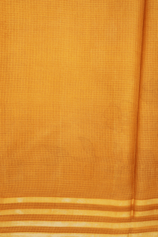 Floral Printed Design Yellow Kota Silk Saree