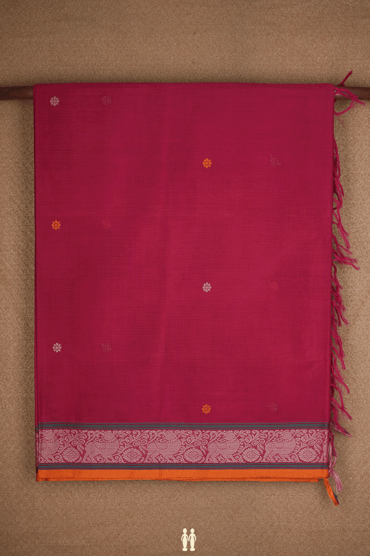 Floral Threadwork Buttas Blush Red Coimbatore Cotton Saree