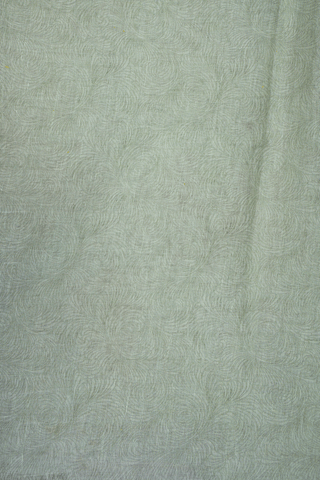Floral Threadwork Buttis Pastel Green Linen Saree
