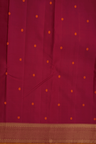 Floral Threadwork Buttis Ruby Red Kanchipuram Silk Saree
