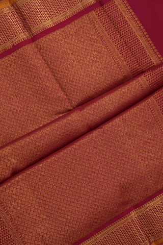 Floral Threadwork Buttis Ruby Red Kanchipuram Silk Saree