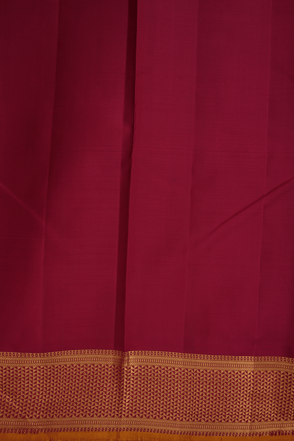 Floral Threadwork Buttis Ruby Red Kanchipuram Silk Saree