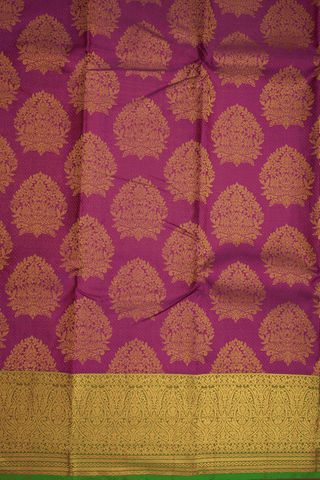 Floral Threadwork Motifs Purple Kanchipuram Silk Saree