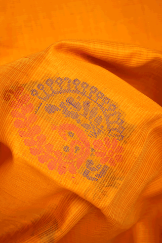 Floral Threadwork Motifs Royal Orange Kora Silk Cotton Saree