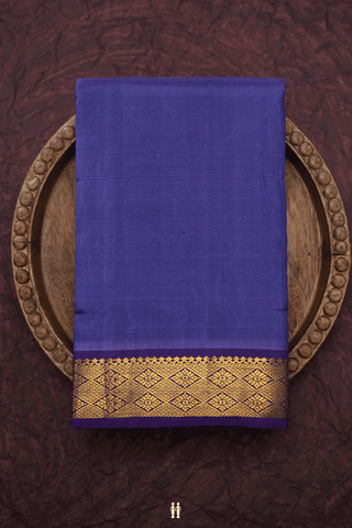 Floral Zari Border Plain Bluish Purple Kanchipuram Silk Saree