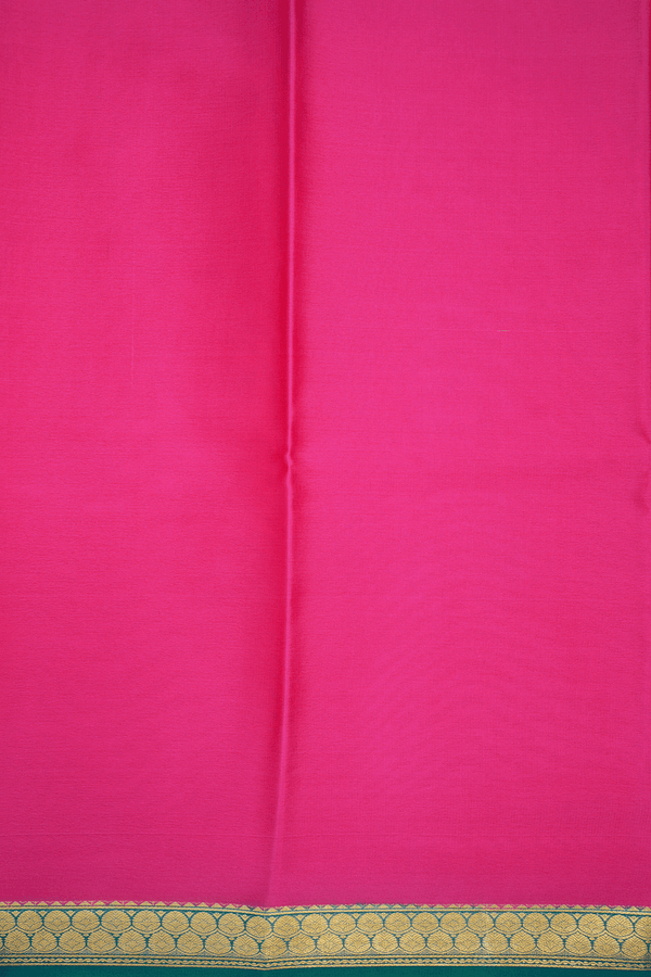 Floral Zari Border Plain Pink Mysore Silk Saree