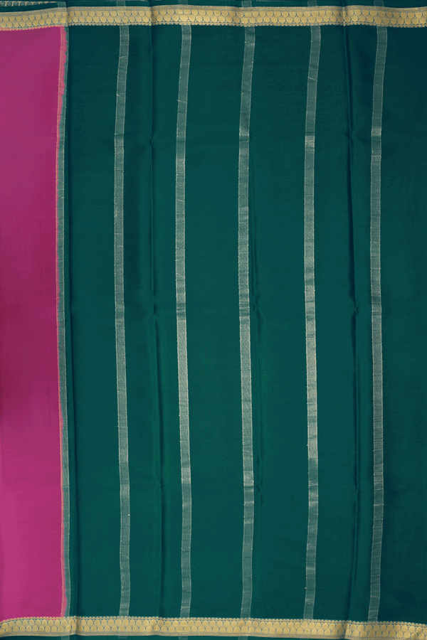 Floral Zari Border Plain Pink Mysore Silk Saree
