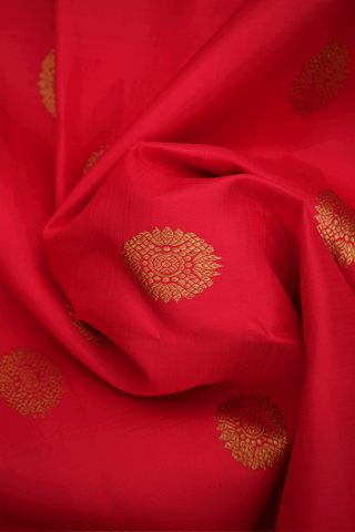 Floral Zari Buttas Chilli Red Kanchipuram Silk Saree
