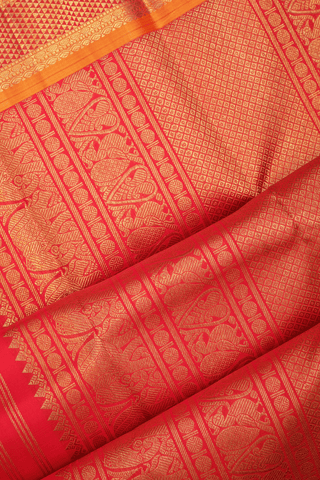 Floral Zari Buttas Chilli Red Kanchipuram Silk Saree