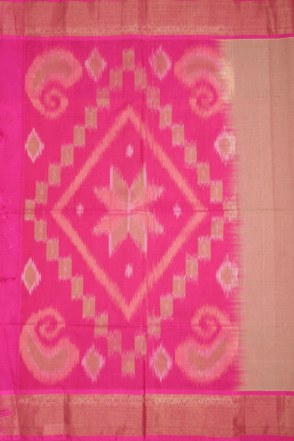 Floral Zari Buttas Dusty Pink Kora Silk Cotton Saree