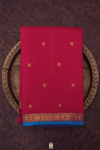 Floral Zari Buttas Hibiscus Red Kanchipuram Silk Saree