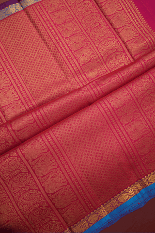 Floral Zari Buttas Hibiscus Red Kanchipuram Silk Saree