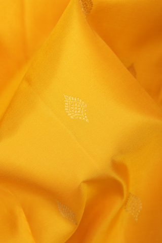 Floral Zari Buttas Honey Yellow Kanchipuram Silk Saree
