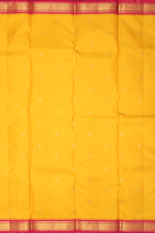 Floral Zari Buttas Honey Yellow Kanchipuram Silk Saree