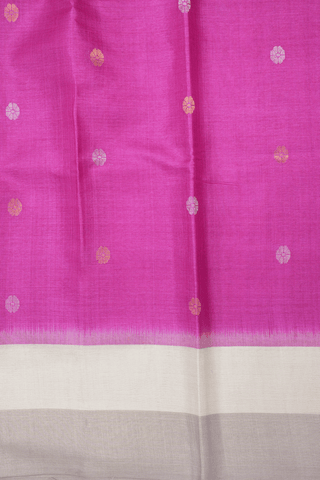 Floral Zari Buttas Magenta Tussar Silk Saree