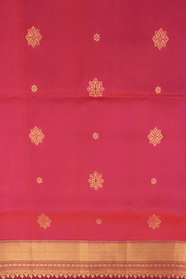 Floral Zari Buttas Pink Soft Silk Saree