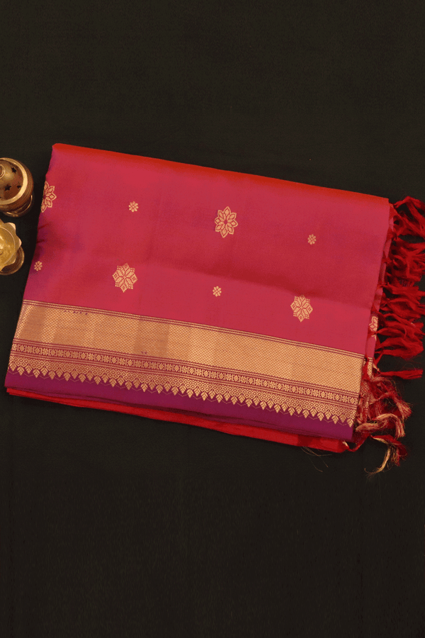 Floral Zari Buttas Pink Soft Silk Saree