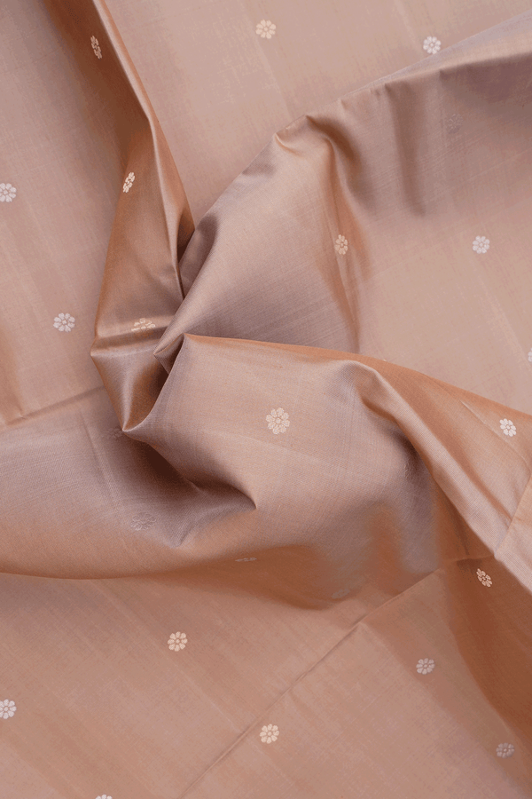 Floral Zari Buttas Tan Brown Soft Silk Saree