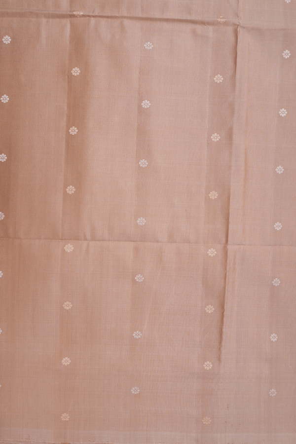 Floral Zari Buttas Tan Brown Soft Silk Saree