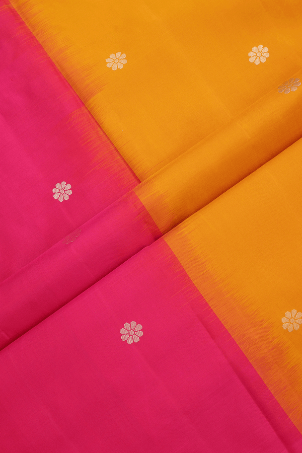Floral Zari Buttas Tan Brown Soft Silk Saree