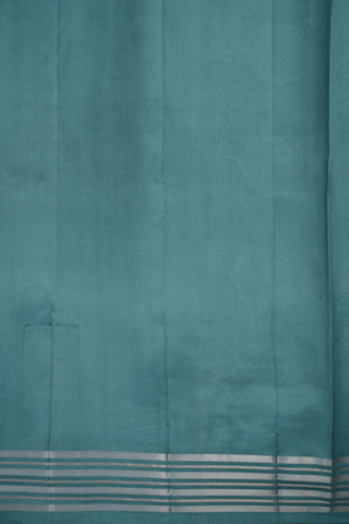 Floral Zari Buttas Turkish Blue Raw Silk Saree
