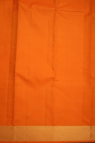 Floral Zari Buttis Bright Orange Kanchipuram Silk Saree