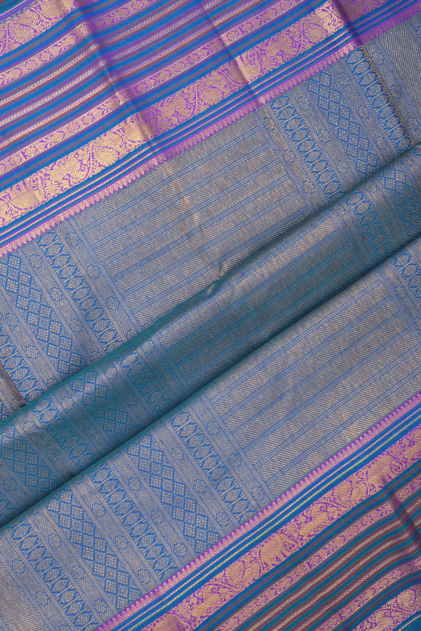 Floral Zari Buttis Cerulean Blue Kanchipuram Silk Saree