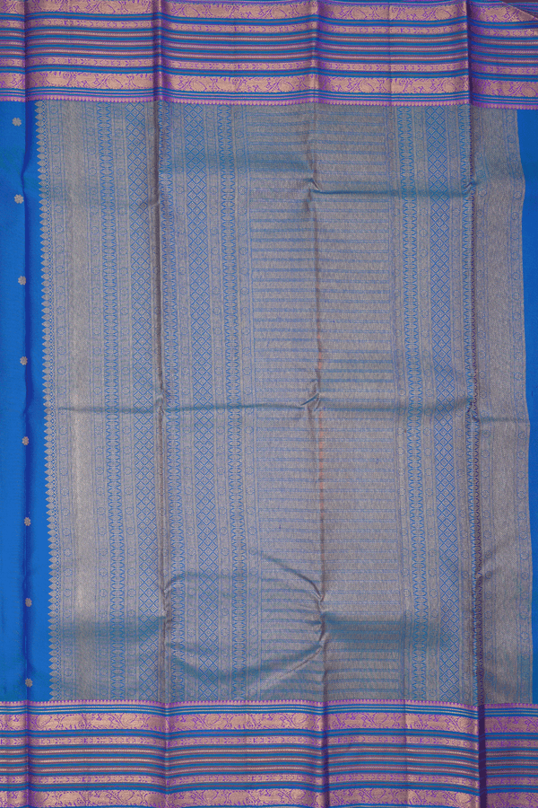 Floral Zari Buttis Cerulean Blue Kanchipuram Silk Saree