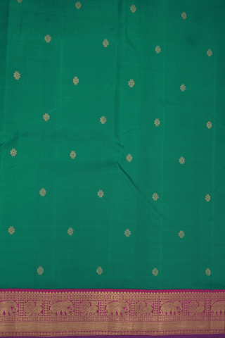 Floral Zari Buttis Emerald Green Kanchipuram Silk Saree