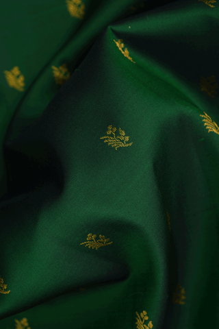 Floral Zari Buttis Forest Green Kanchipuram Silk Saree