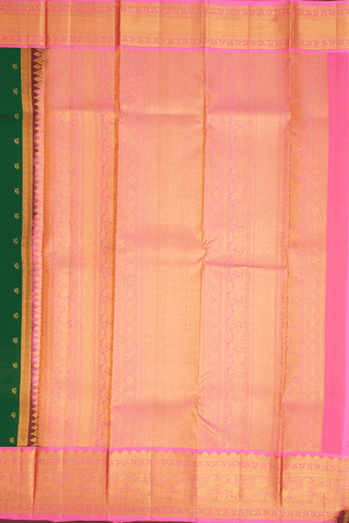 Floral Zari Buttis Forest Green Kanchipuram Silk Saree