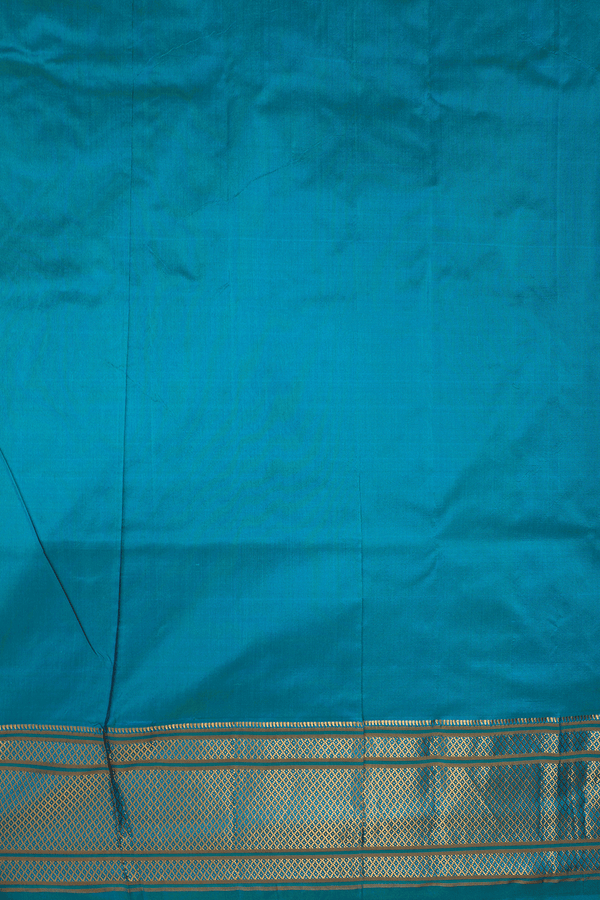 Floral Zari Buttis Peacock Blue Paithani Silk Saree