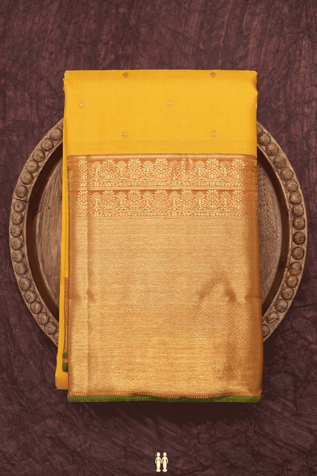 Floral Zari Buttis Saffron Yellow Kanchipuram Silk Saree