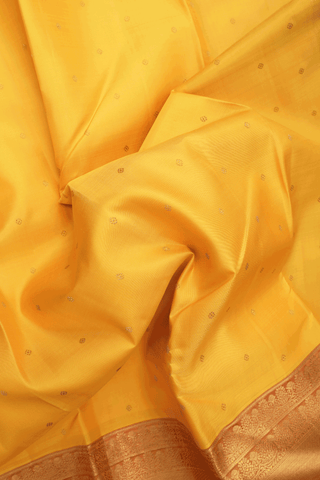 Floral Zari Buttis Saffron Yellow Kanchipuram Silk Saree