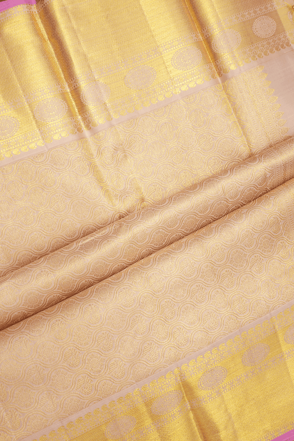 Floral Zari Buttis Sea Blue Kanchipuram Silk Saree