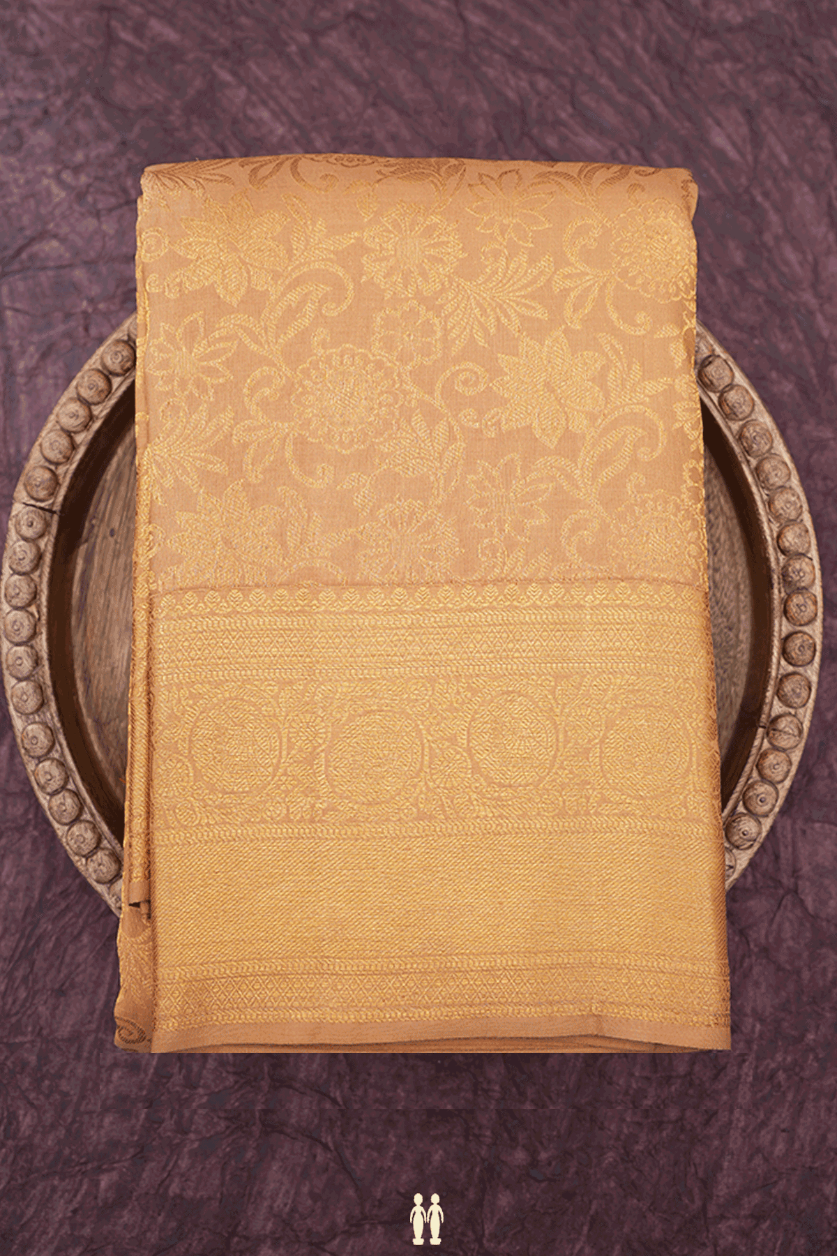 Floral Zari Design Mustard Brown Kanchipuram Silk Saree