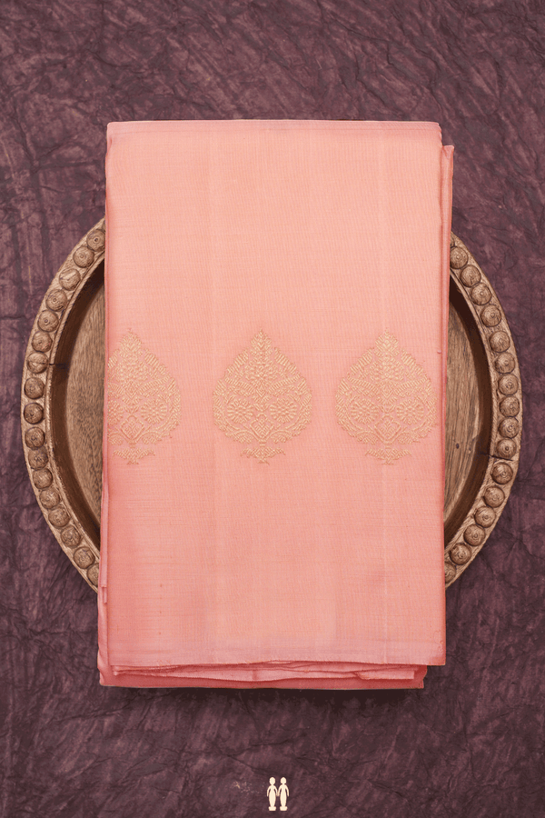 Floral Zari Motifs Baby Pink Kanchipuram Silk Saree