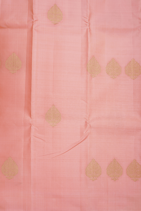 Floral Zari Motifs Baby Pink Kanchipuram Silk Saree