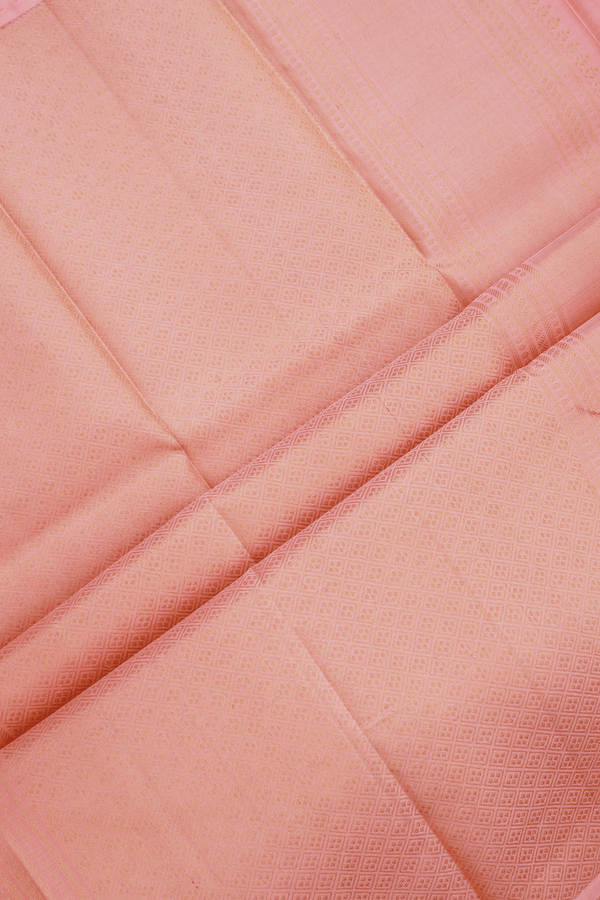 Floral Zari Motifs Baby Pink Kanchipuram Silk Saree
