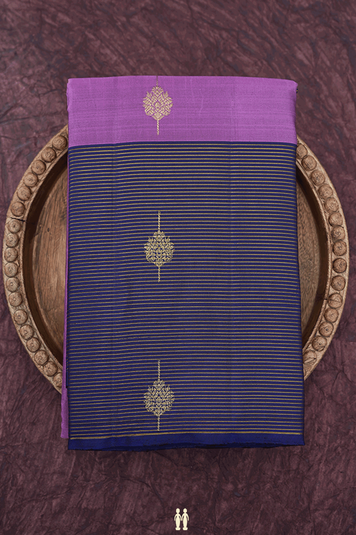 Floral Zari Motifs Dusty Purple Kanchipuram Silk Saree