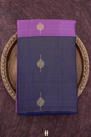 Floral Zari Motifs Dusty Purple Kanchipuram Silk Saree