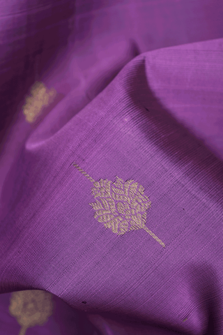 Floral Zari Motifs Dusty Purple Kanchipuram Silk Saree