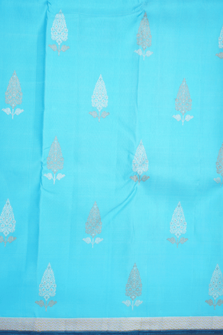 Floral Zari Motifs Light Blue Kanchipuram Silk Saree